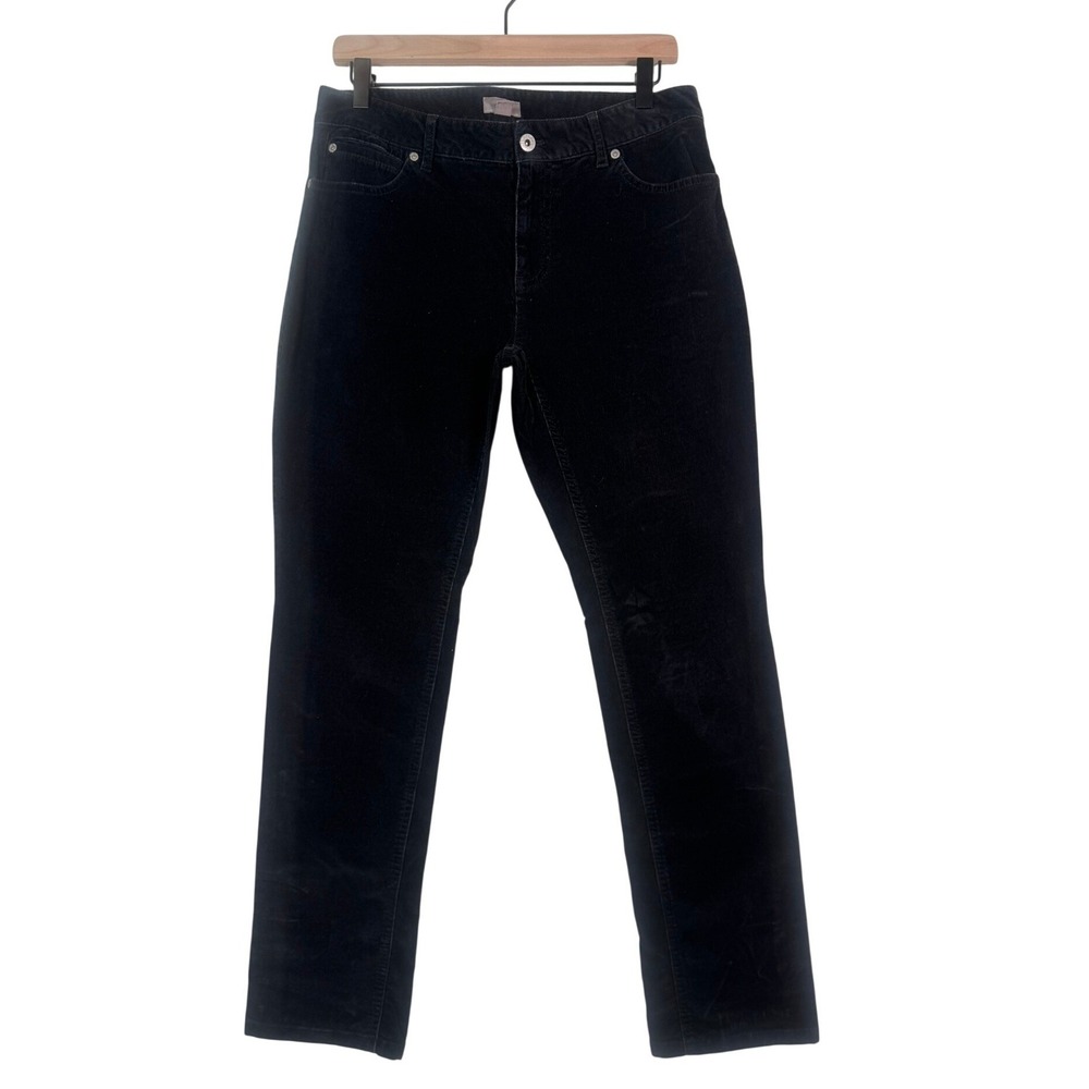 J. Jill Slim Leg Corduroy Pants Black Stretch Mid Rise Women Size 6 Chic Simple